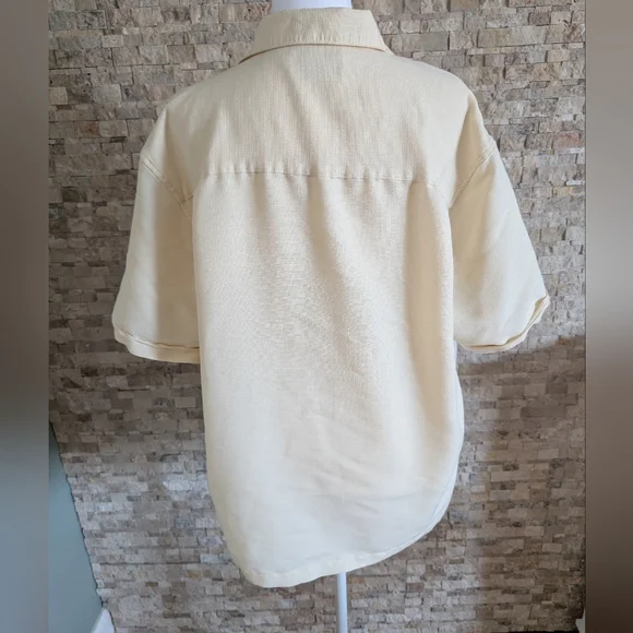 Cubavera Men's Short Sleeve Embroidered Panel Guayabera Button Up Shirt Size L - Picture 5 of 13